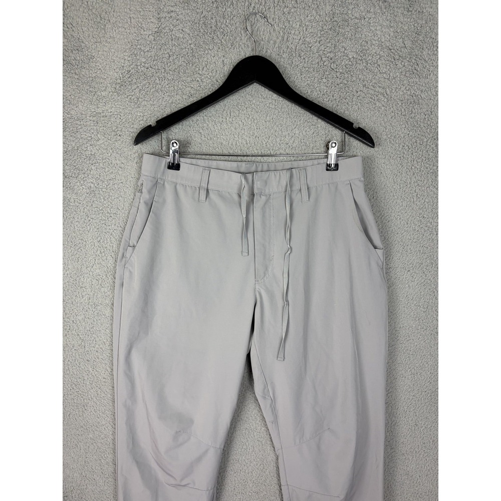Fabletics Jogger Pants Mens 34x28 Gray Woven Drawstring Zip Pocket Travel Casual